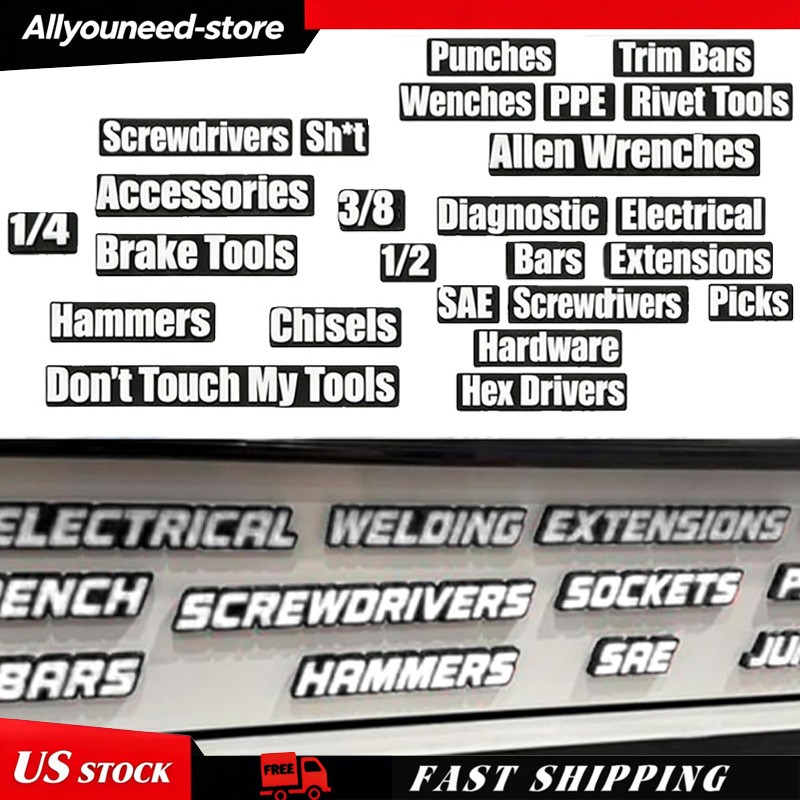 35/ Magnetic Tool Box Labels – Drawer Organizer Magnets – Multiple Colors gallery