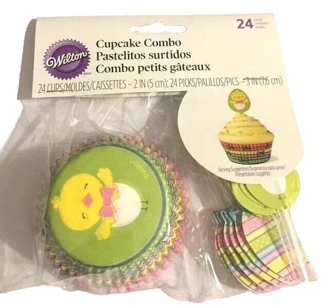 Wilton Easter Nesting Chick Cupcake Liners w/pix Combo 2pks of 24 #6072 retired gallery