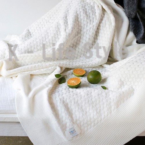 Super Wash Wool Ivory Cable Knit Throw Blanket 34"X65" Sofa,Home - Made in Korea
