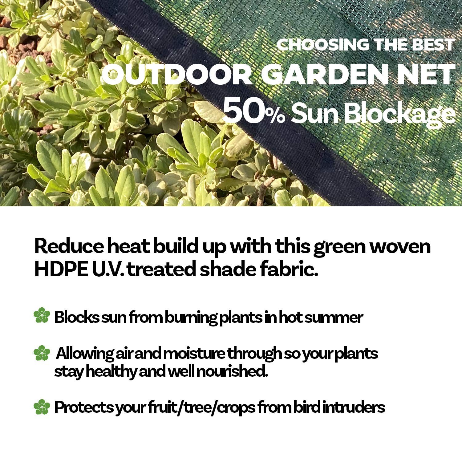 Alion Home HDPE 50% Sun Block Garden Netting Mesh (6'x9'10'', Green) 6'x9'10'' gallery