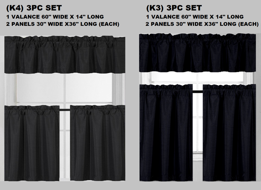 3PC SET WINDOW SMALL CURTAIN FOAM LINED BLACKOUT PANELS IN 24" OR 36" LENGHT