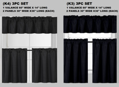 3PC SET WINDOW SMALL CURTAIN FOAM LINED BLACKOUT PANELS IN 24″ OR 36″ LENGHT