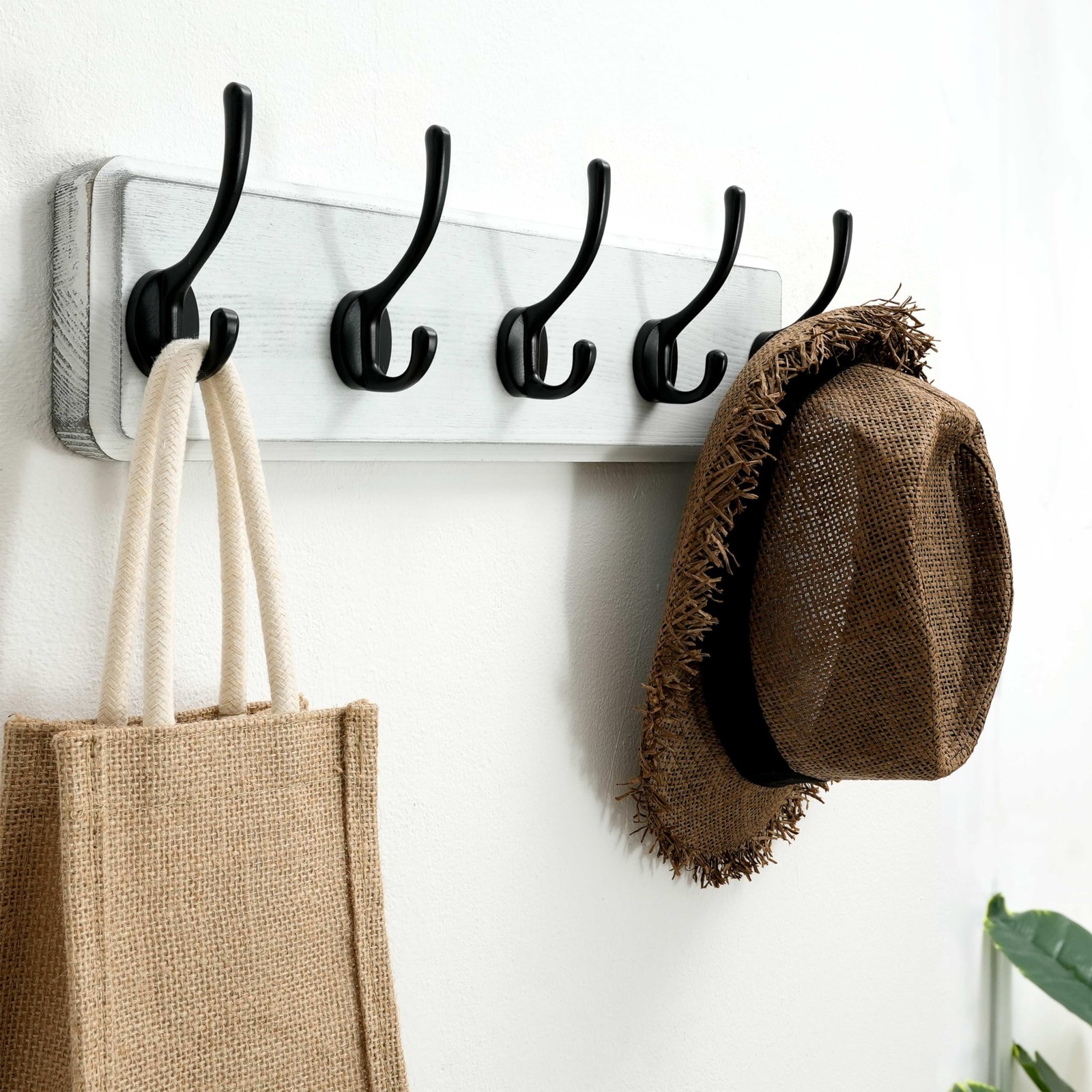 Rustic Pine Solid Wood Wall Mount Coat Rack 5 Hooks Hanging Clothes Hanger gallery