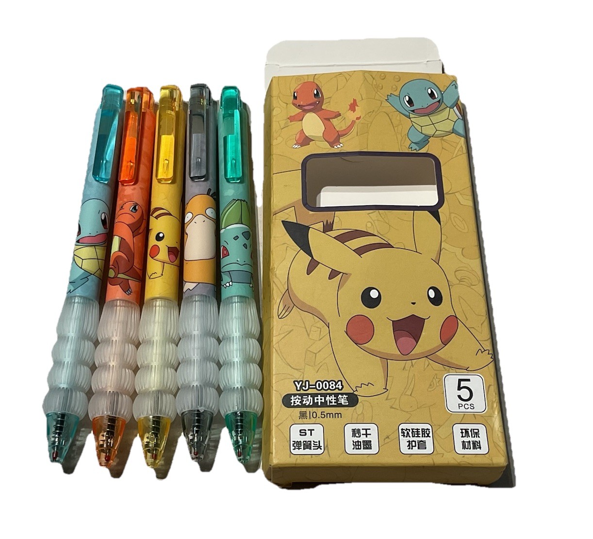 Pikachu Gel Pen Set Cartoon Pokemon Ballpoint Writing Pens NEW 5 Pieces Box gallery