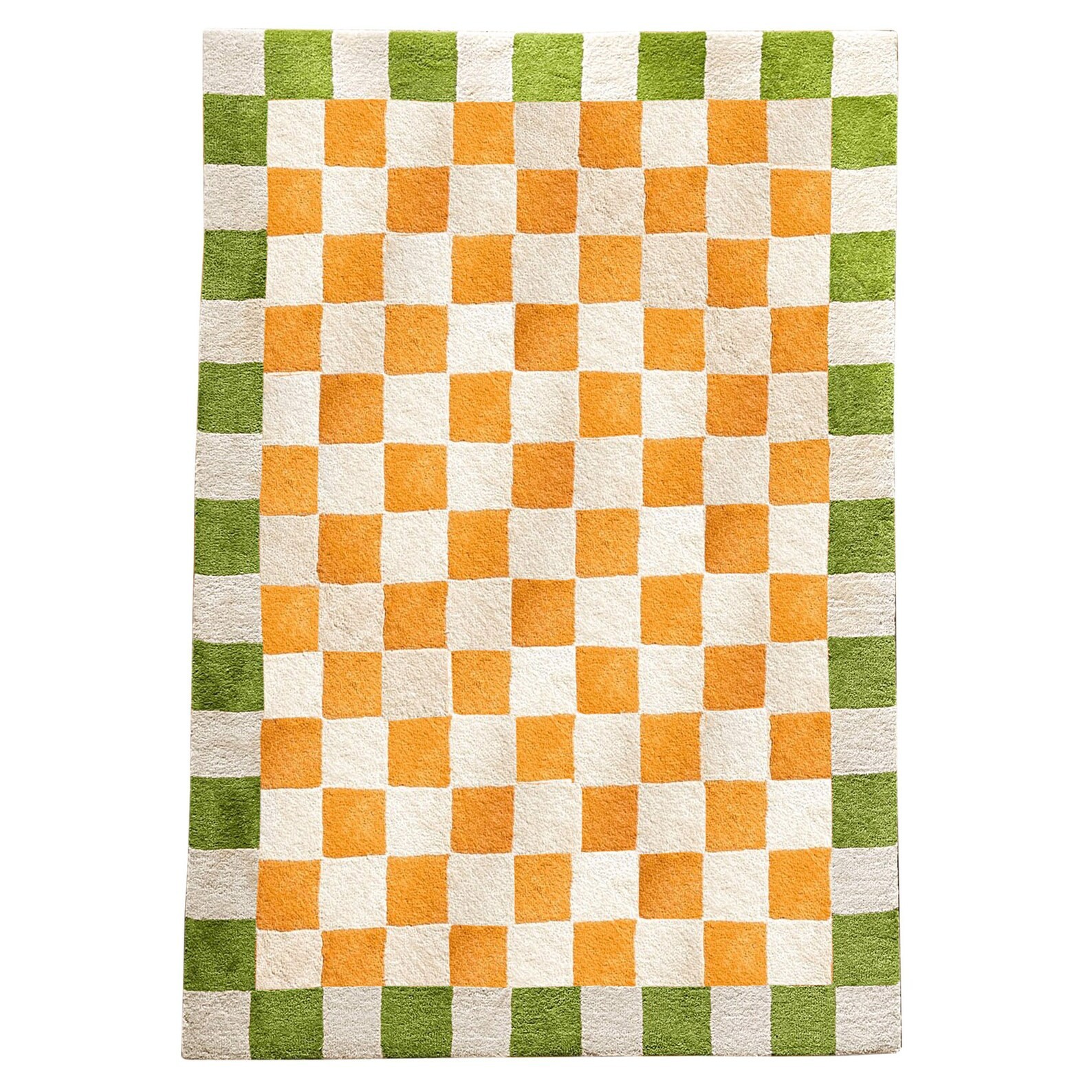 Hand Tufted Orange Green combo Handmade Design Carpet Rug gallery