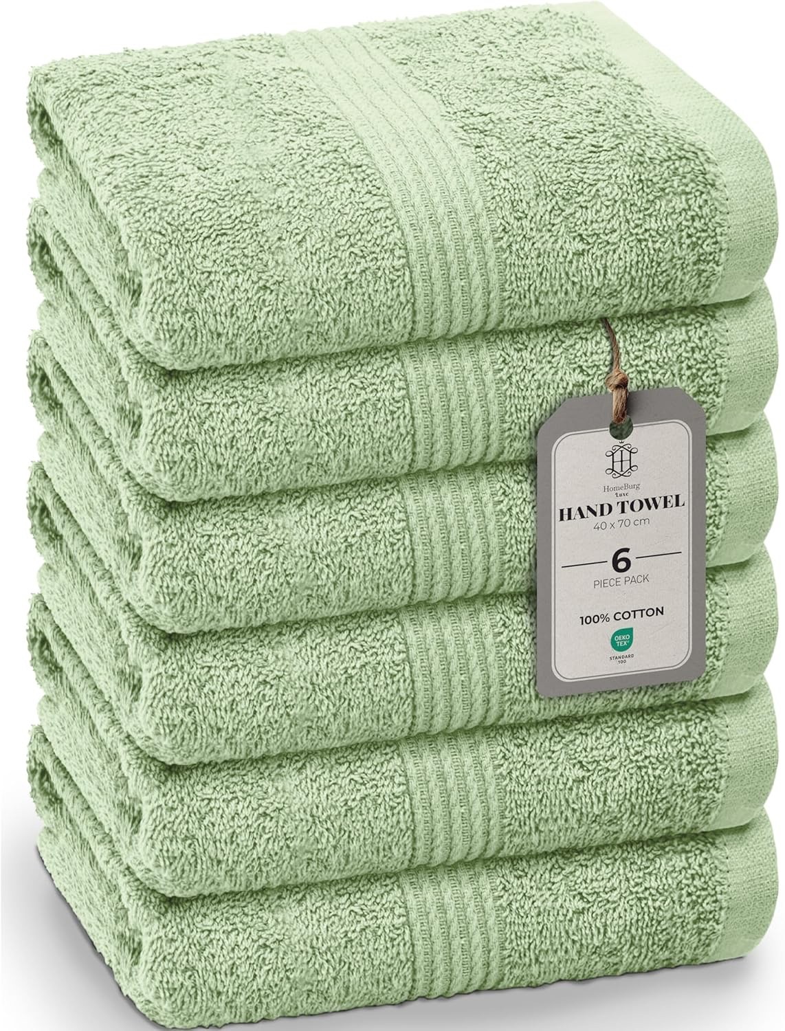 HomeBurg Luxe 6-Piece Towel Set – Soft & Absorbent Cotton, 16in x 28in gallery