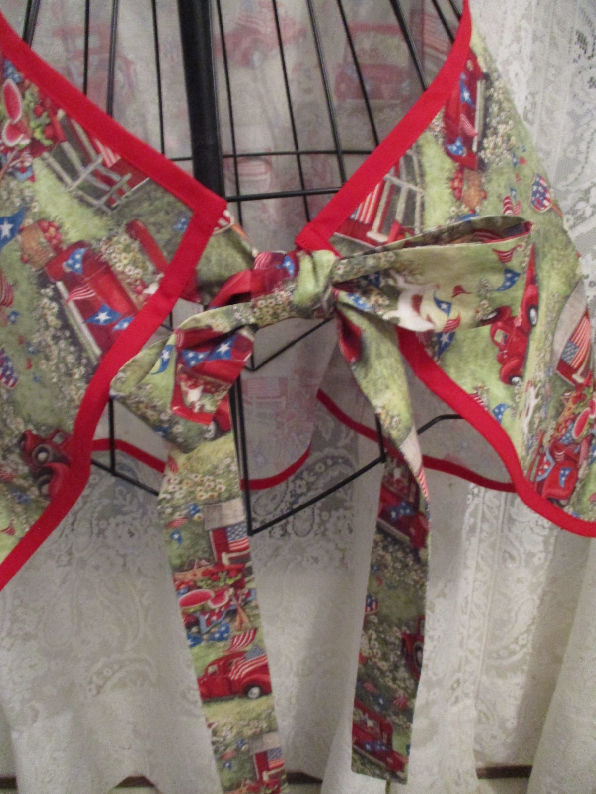 PATRIOTIC PICKUP TRUCKS HANDMADE PLUS SIZE BIB APRON gallery
