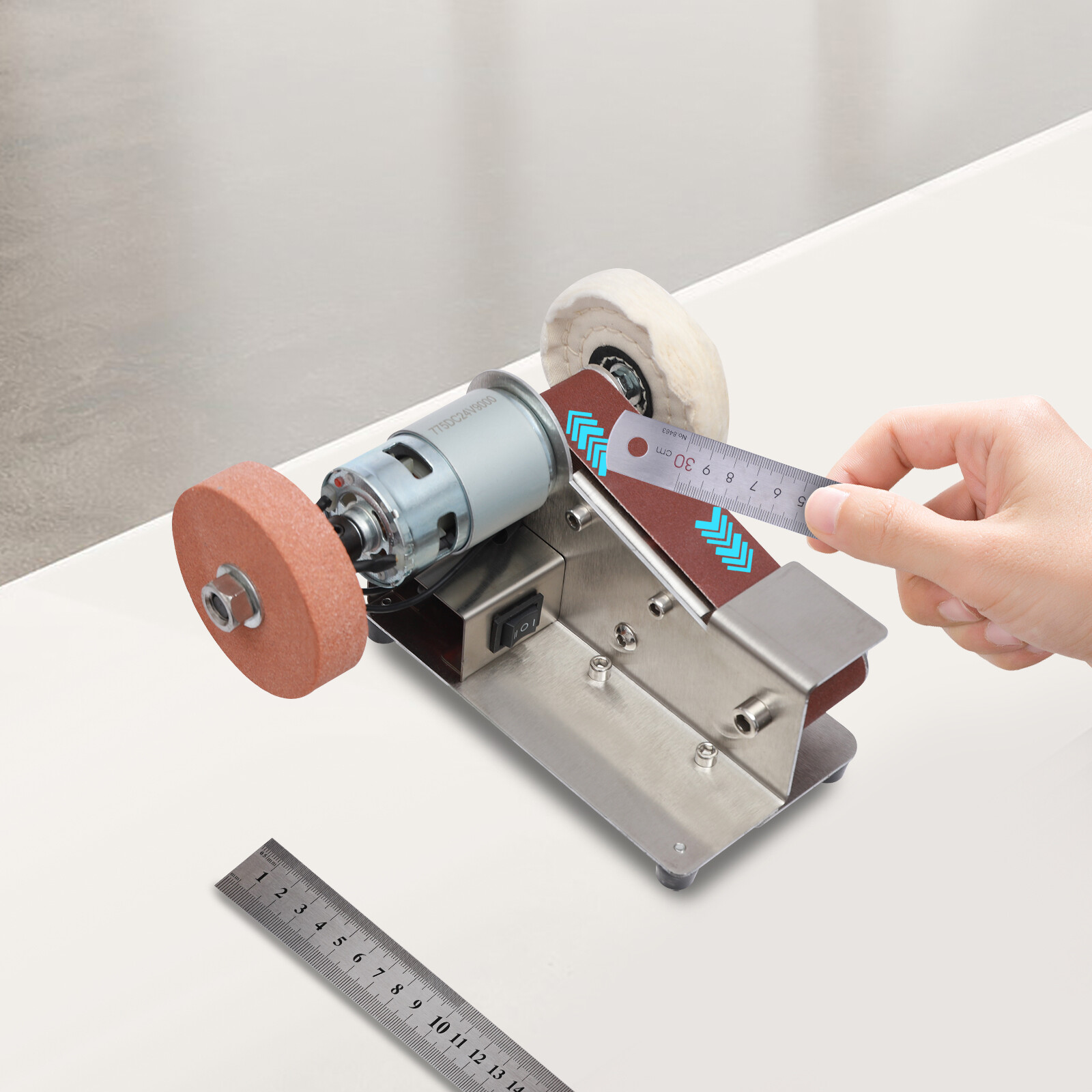 Electric Small Belt Sander&7-Stage Adjustable Polisher with 20pcs Belt 9000r/min gallery