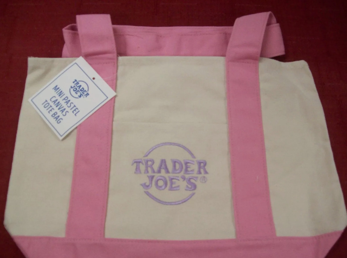Trader Joe's Mini Pastel Canvas Tote Bag Light Pink 79986(K15) gallery