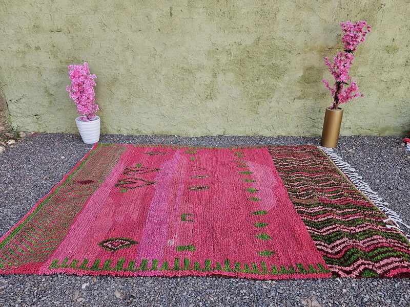 Handmade Pink Moroccan Rug – Geometric Berber Wool Rug for living room 8x10 gallery