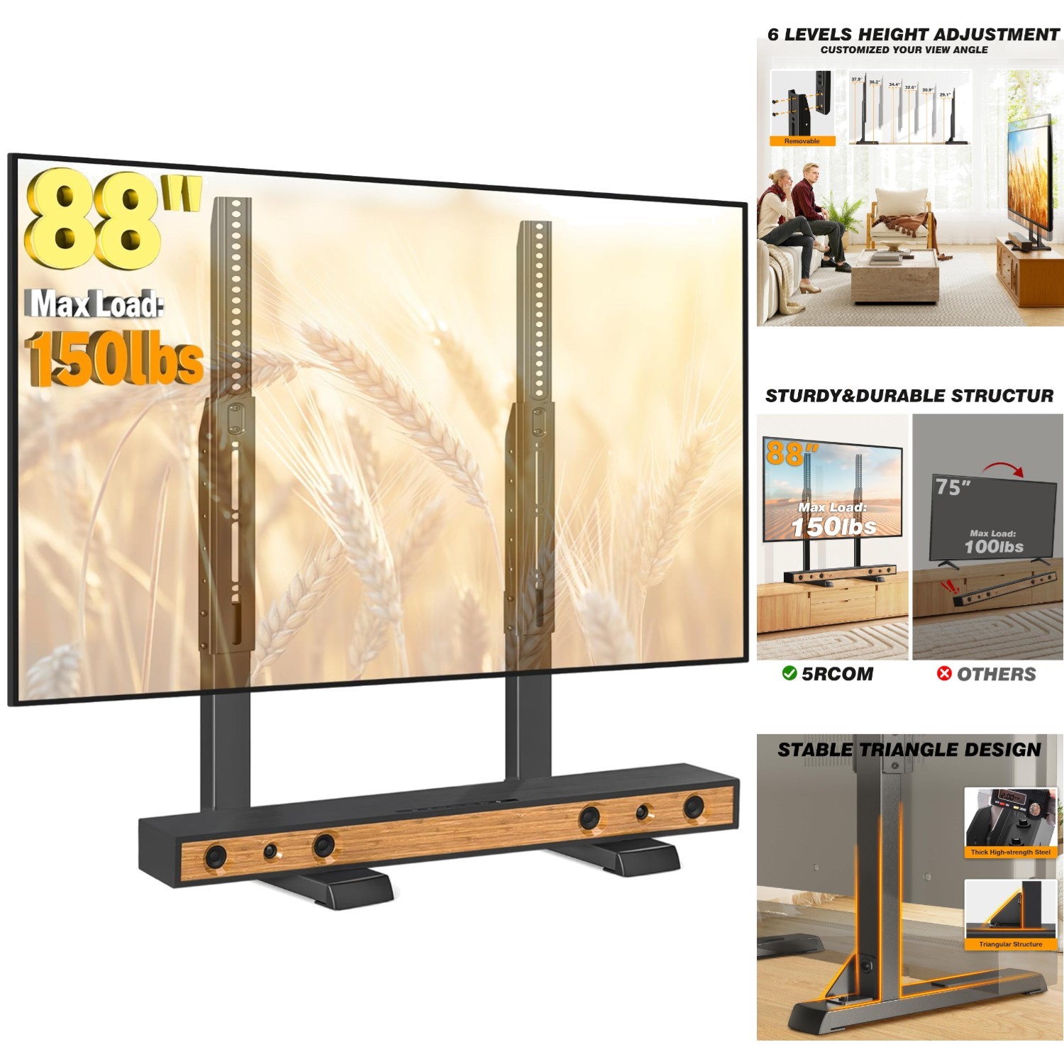 Table Top TV Stand Mount for 35-88 Inch LCD LED TVs Heavy Duty 150lbs Adjustable gallery