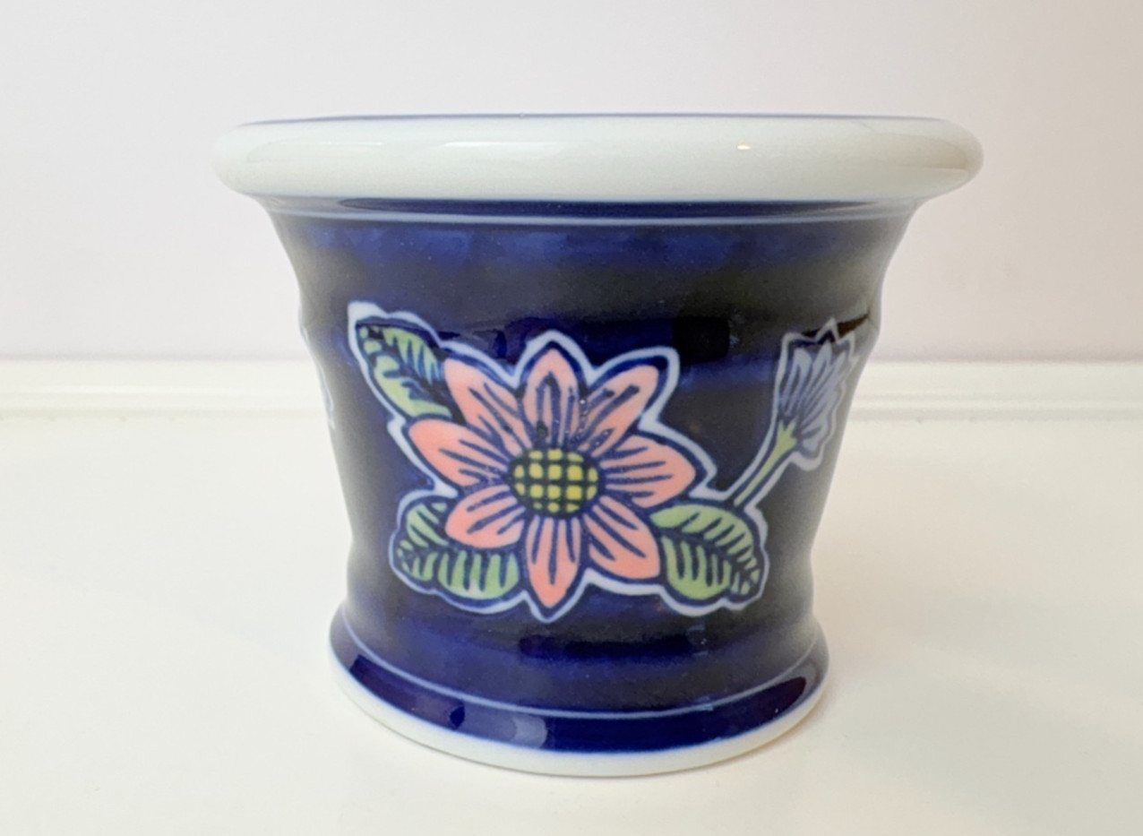 Vintage African Violet Decor Cobalt Blue Mini Succulent Planter 2.5" H x 3" W gallery