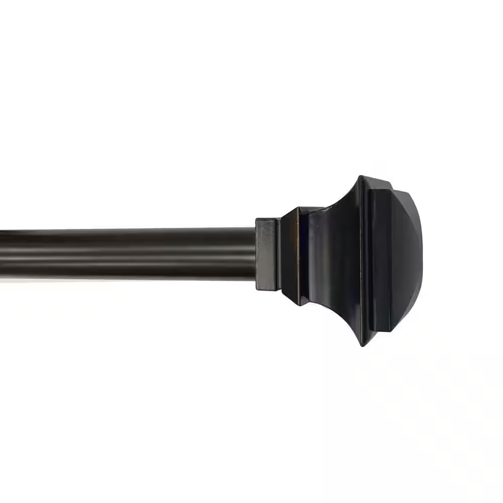66 In.-120 In. Adjustable Single Curtain Rod 3/4 In. Dia in ORB with Classic Squ gallery