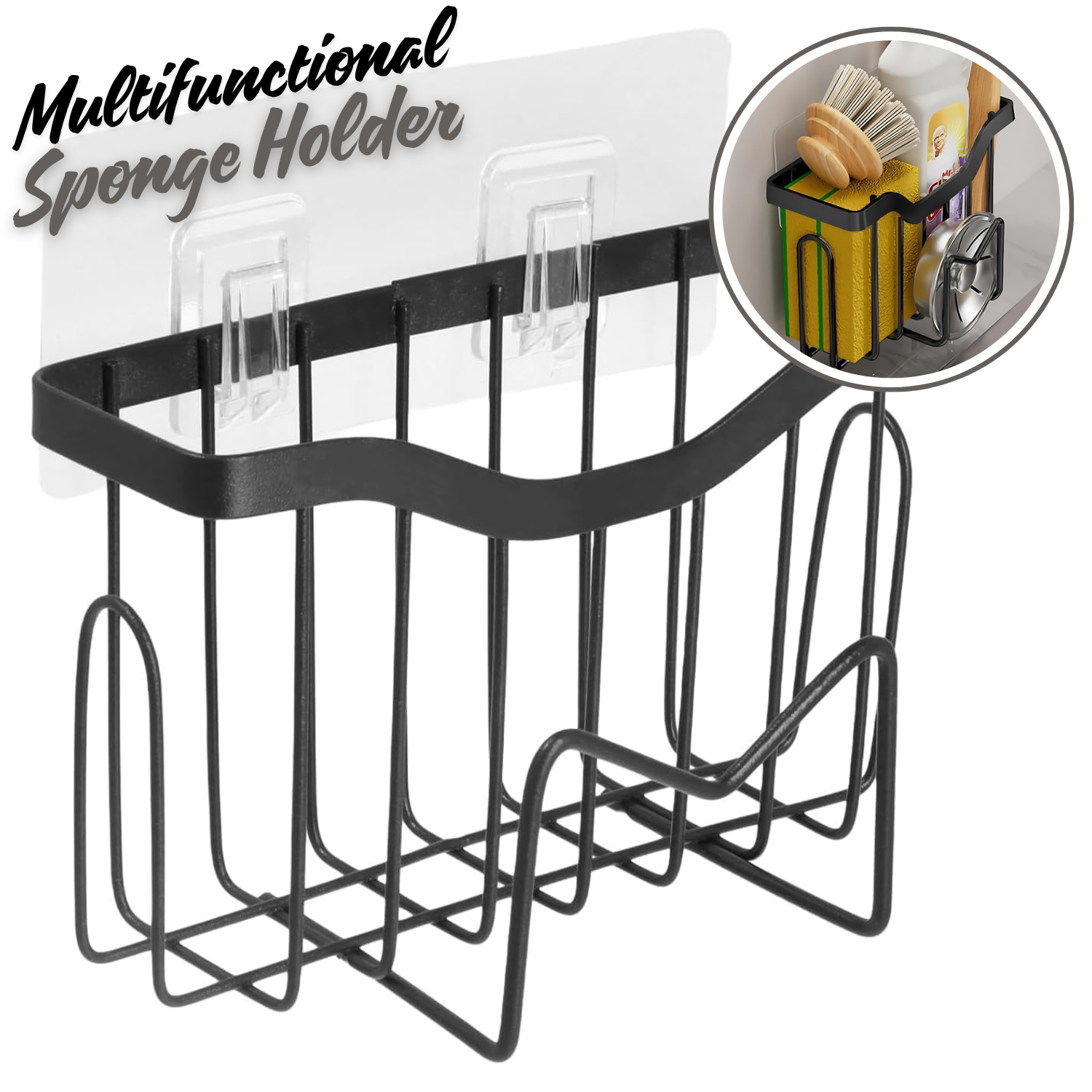 Sponge Holder Suction Cup Stainless Steel Kitchen Dish Drain Sink Basket Racks gallery