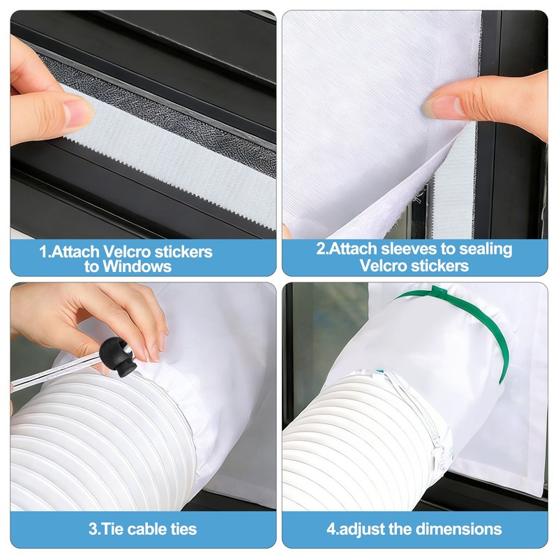 Portable AC Window Vent Kit Adjustable Sliding Door Seal No Drilling Waterproof gallery