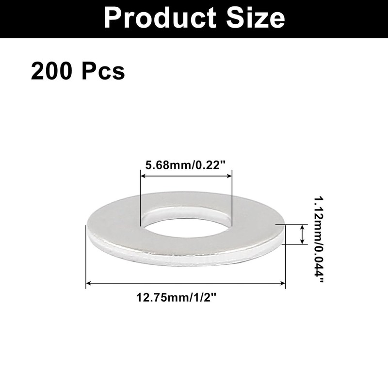 200 Pack #10 Flat Washer 304 Stainless Steel SAE Metal Washers for Bolts Screws gallery