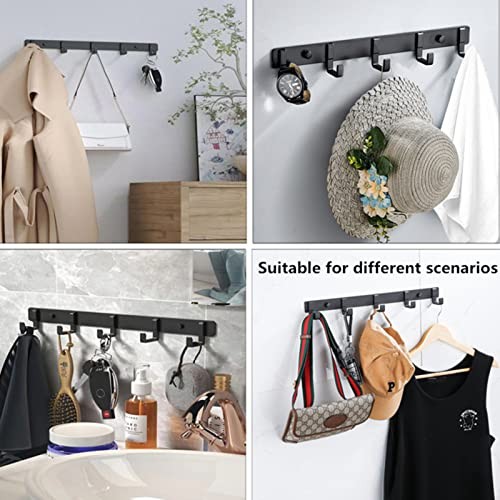 2 Pack Hat & Coat Rack - Wall Mounted Aluminum Alloy Hook Rack (5 Hooks Black) gallery