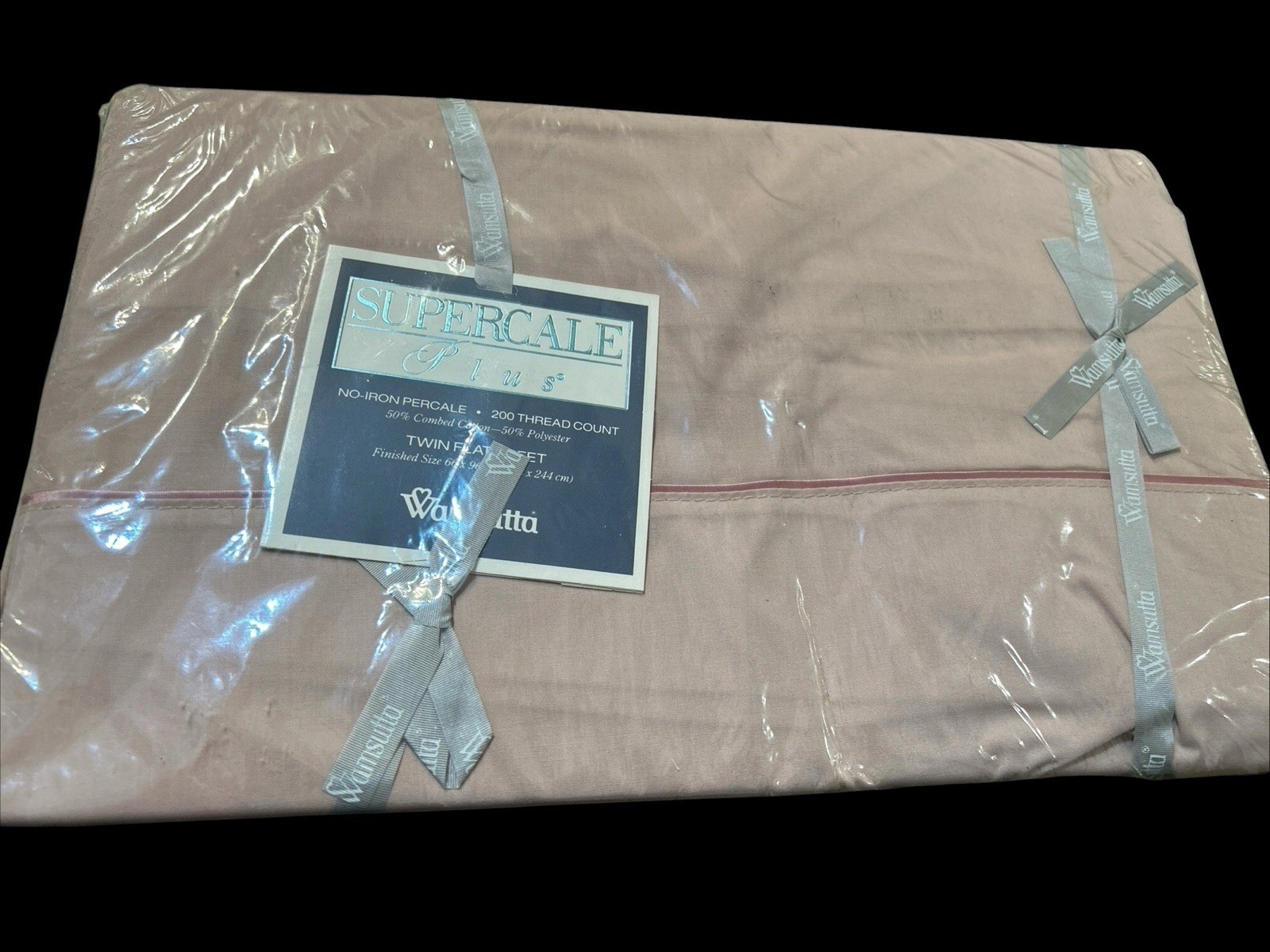 Wamsutta Supercale Plus 200 TC Twin Flat Sheet Mauve NEW Vintage gallery