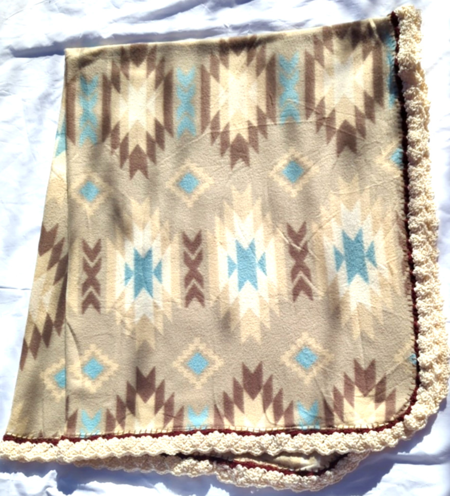 Hand Crafted SW Native American-style New Fleece Throw Travel Carseat Stroller gallery