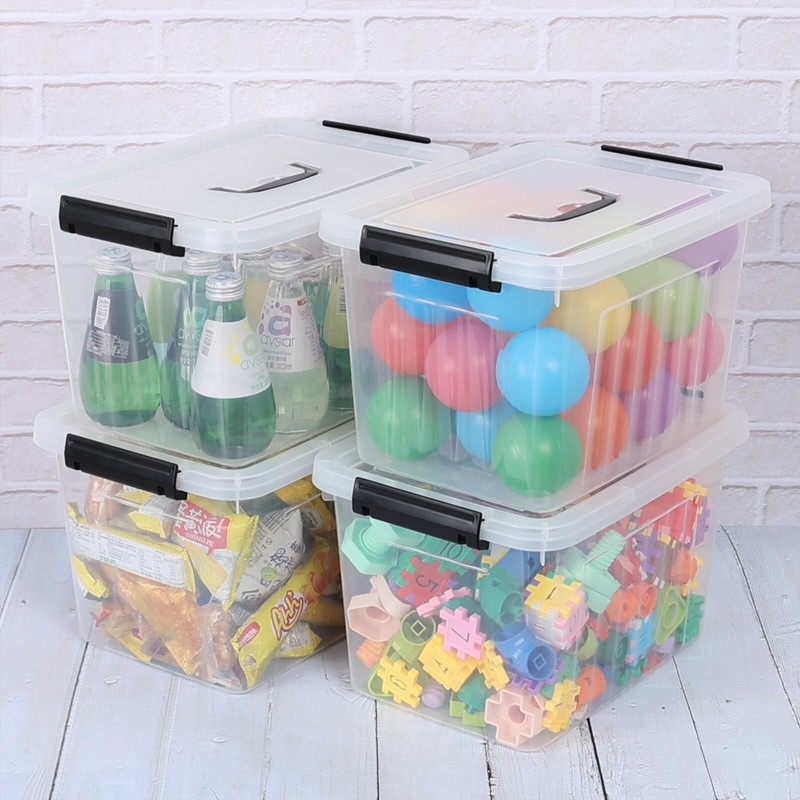 Kekow 4 Pack Plastic Stackable Storage Container with Lid, Clear Box 12 Liters gallery