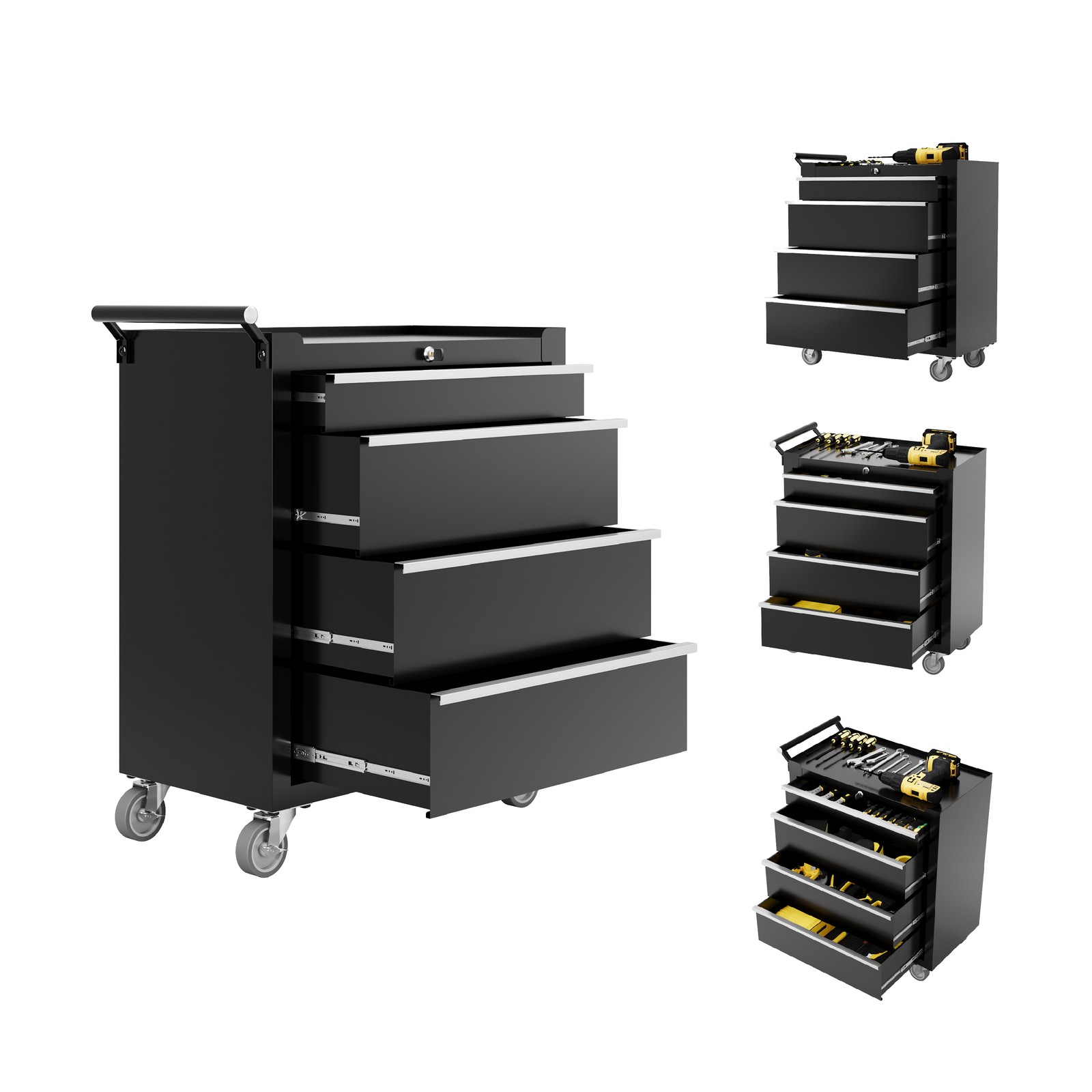 Rolling Tool Chest 4 Drawers Tool Storage Cabinet Toolbox Portable Tool Cabinet gallery