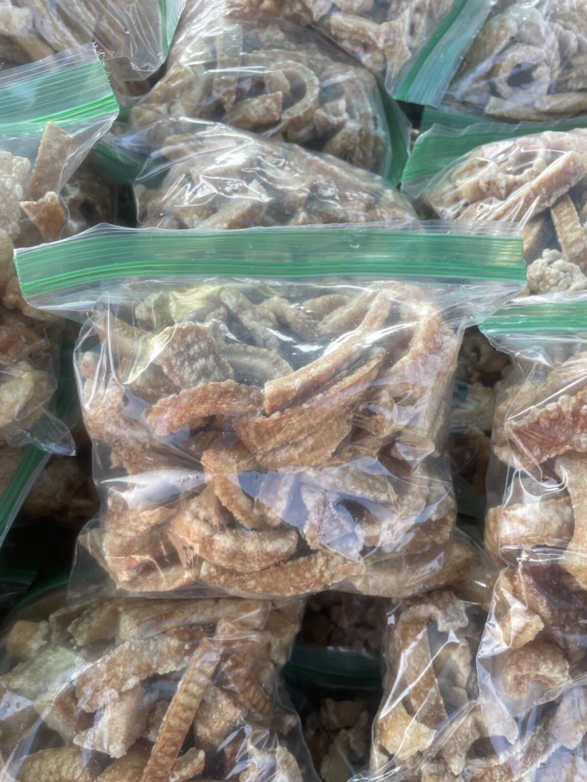 Carolina Style pork cracklins/ FATBACK STYLE pork fat with skin.. 2 lbs gallery