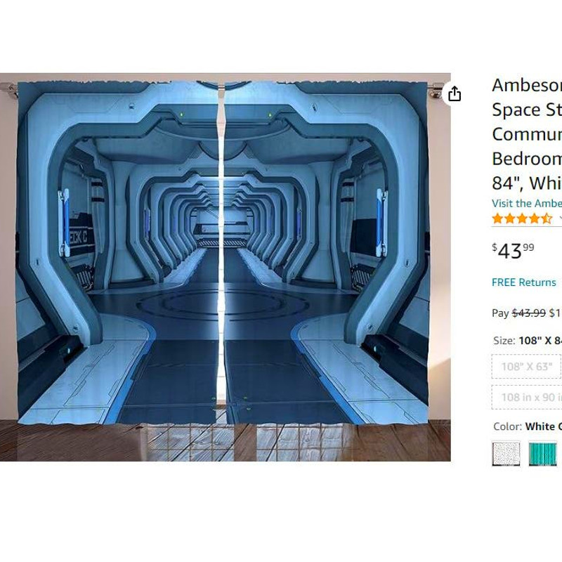 Outer Space, Space Station Passage Curtain Panels (2) 54"W x 84"L Each gallery