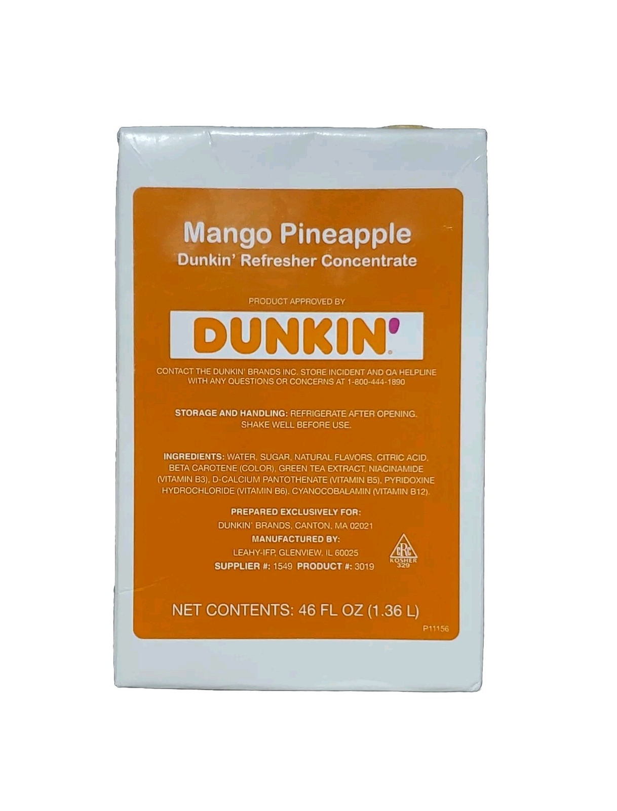 DUNKIN' DONUTS MANGO PINEAPPLE REFRESHER CONCENTRATE EXP AUG RELIABLE SELLER gallery