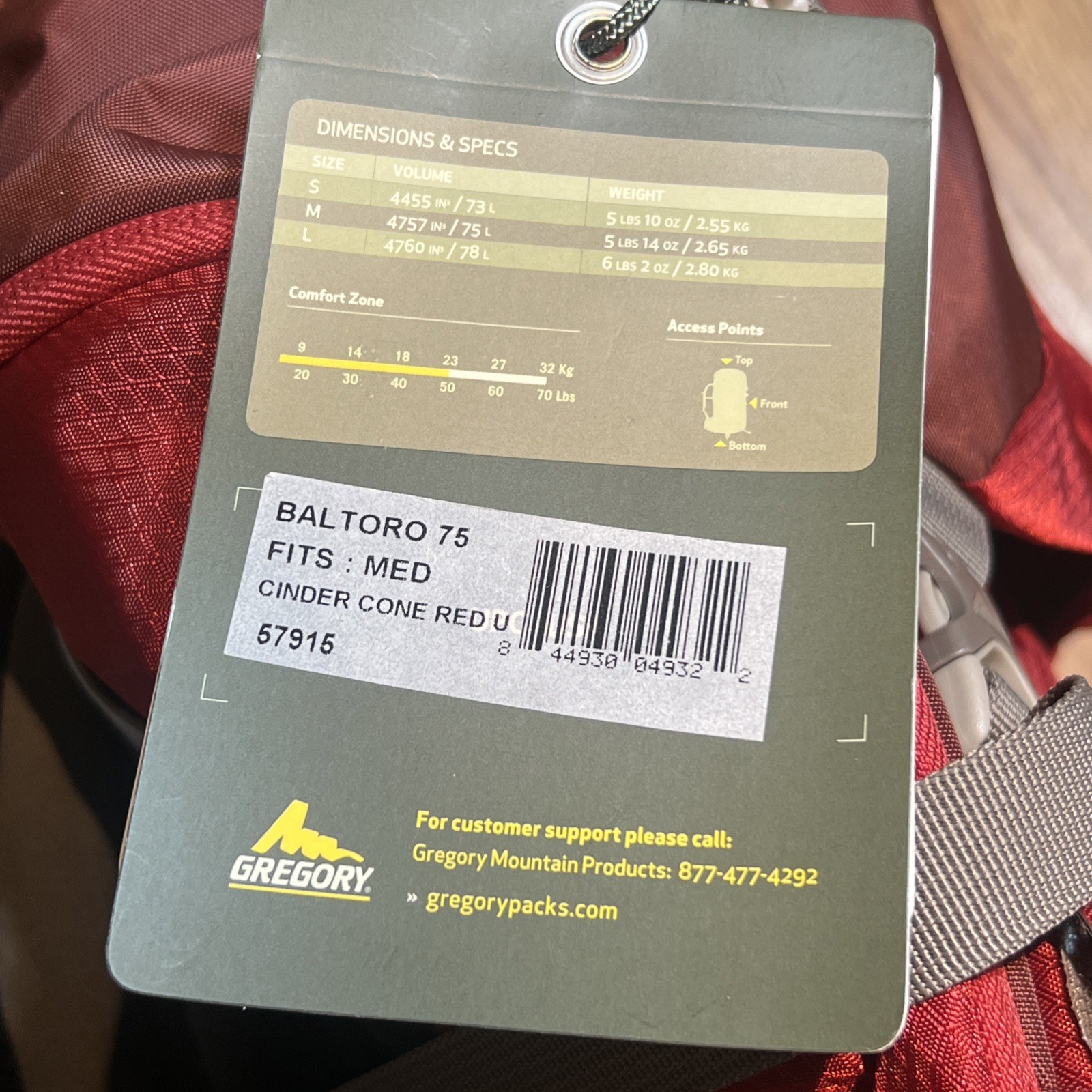 NEW Gregory Baltoro 75 MED Backpack Cinder Cone Red - 57915 5