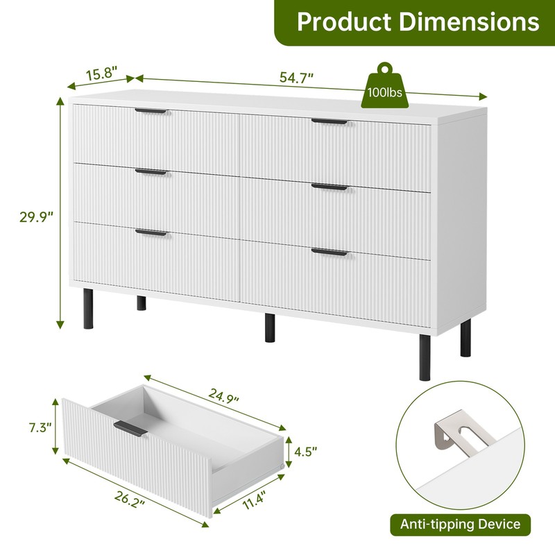 Modern Wave Pattern Blister Six Drawer Cabinet For Bedroom Living Room & Hallway gallery