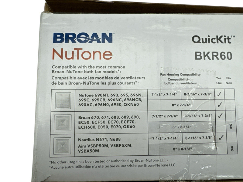 Broan NuTone Quickit 60 CFM Bathroom Vent Upgrade Kit BKR60 (OB1) gallery