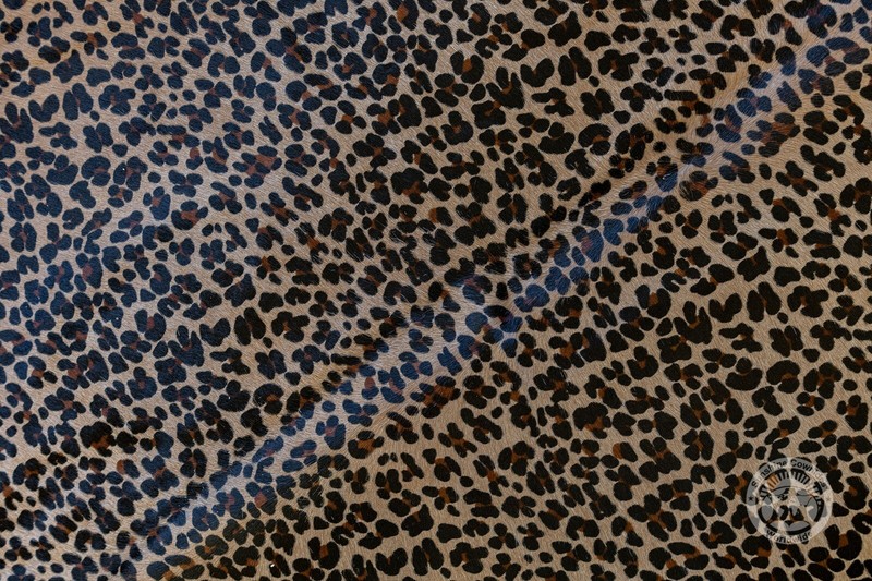 Leopard Printed on Caramel Real Cowhide Rug - Size 6x7' gallery