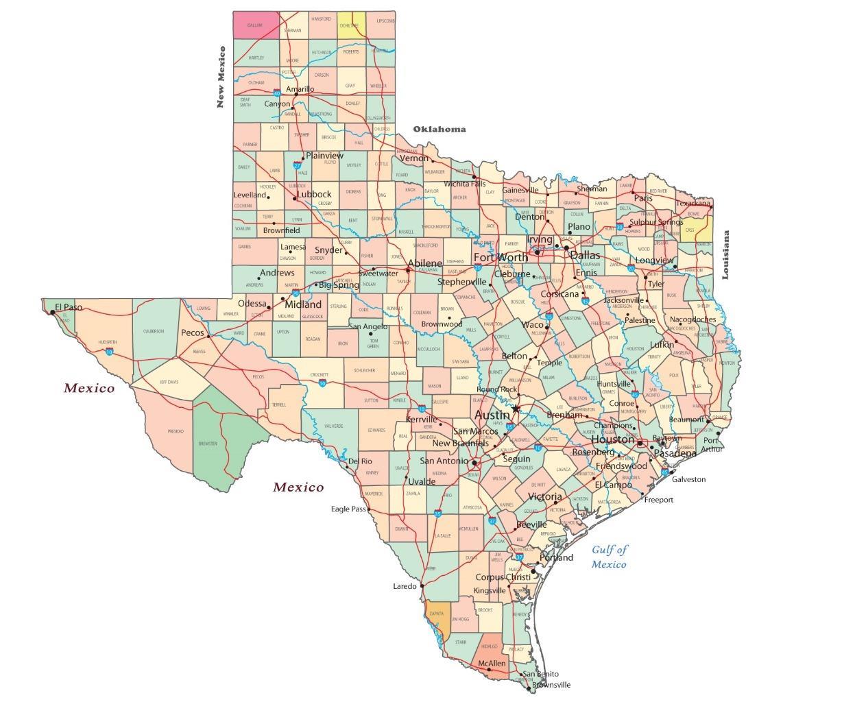 TEXAS STATE COUNTY MAP GLOSSY POSTER PICTURE PHOTO PRINT road city dallas 3425 gallery