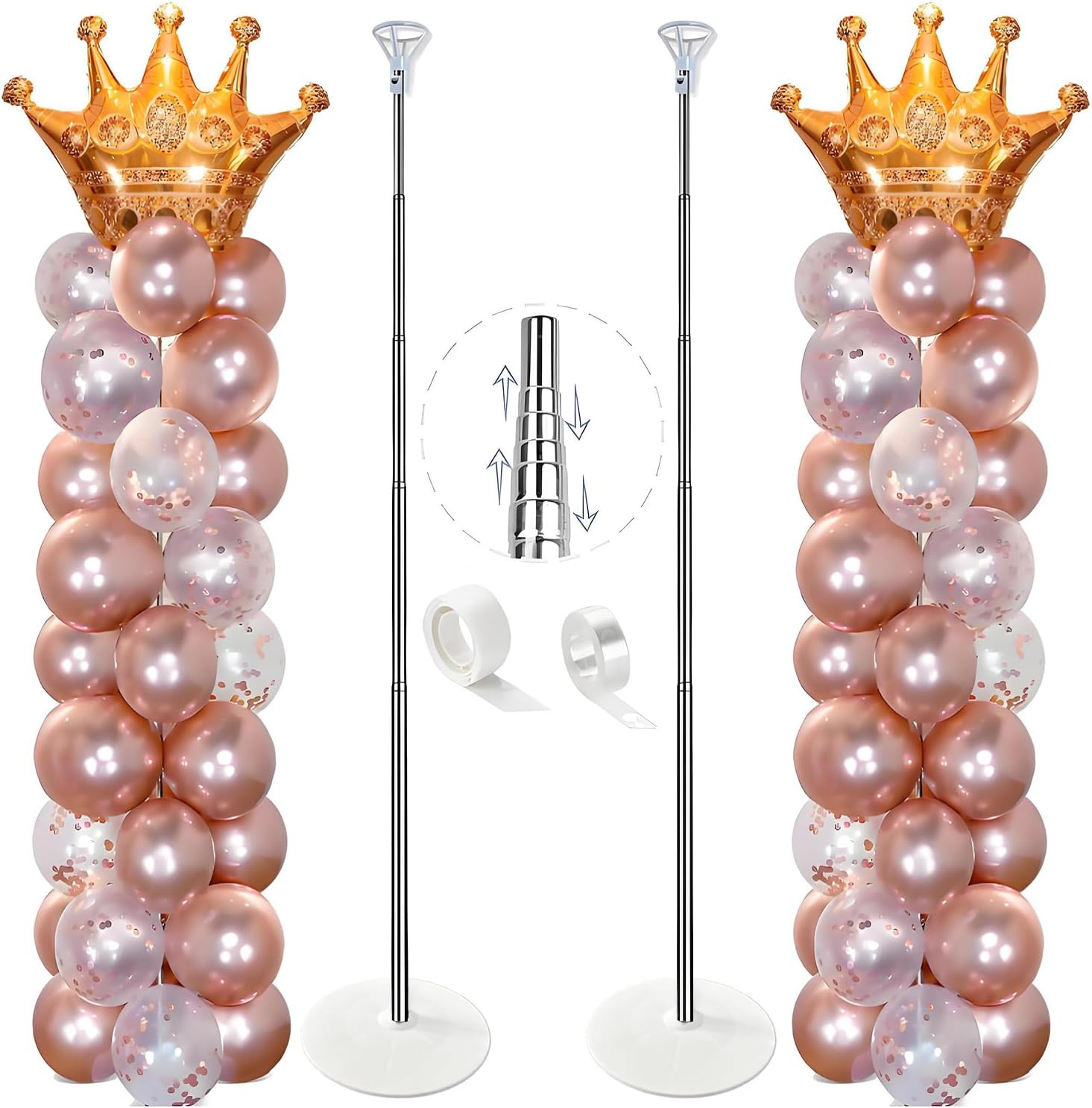 Balloon Column Stand Kit Set of 2, 7Ft Height Adjustable Balloon Arch Kit, Metal gallery