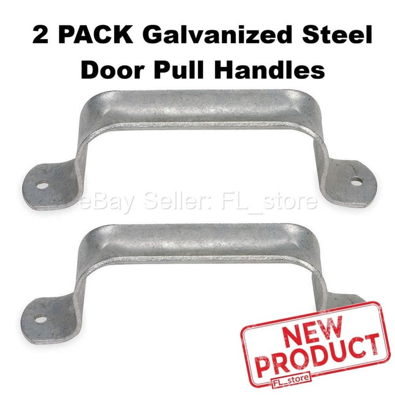 2 PACK Galvanized Steel Door Pull Handles Overall Length 6-1/2" Shed Gate Hatch gallery