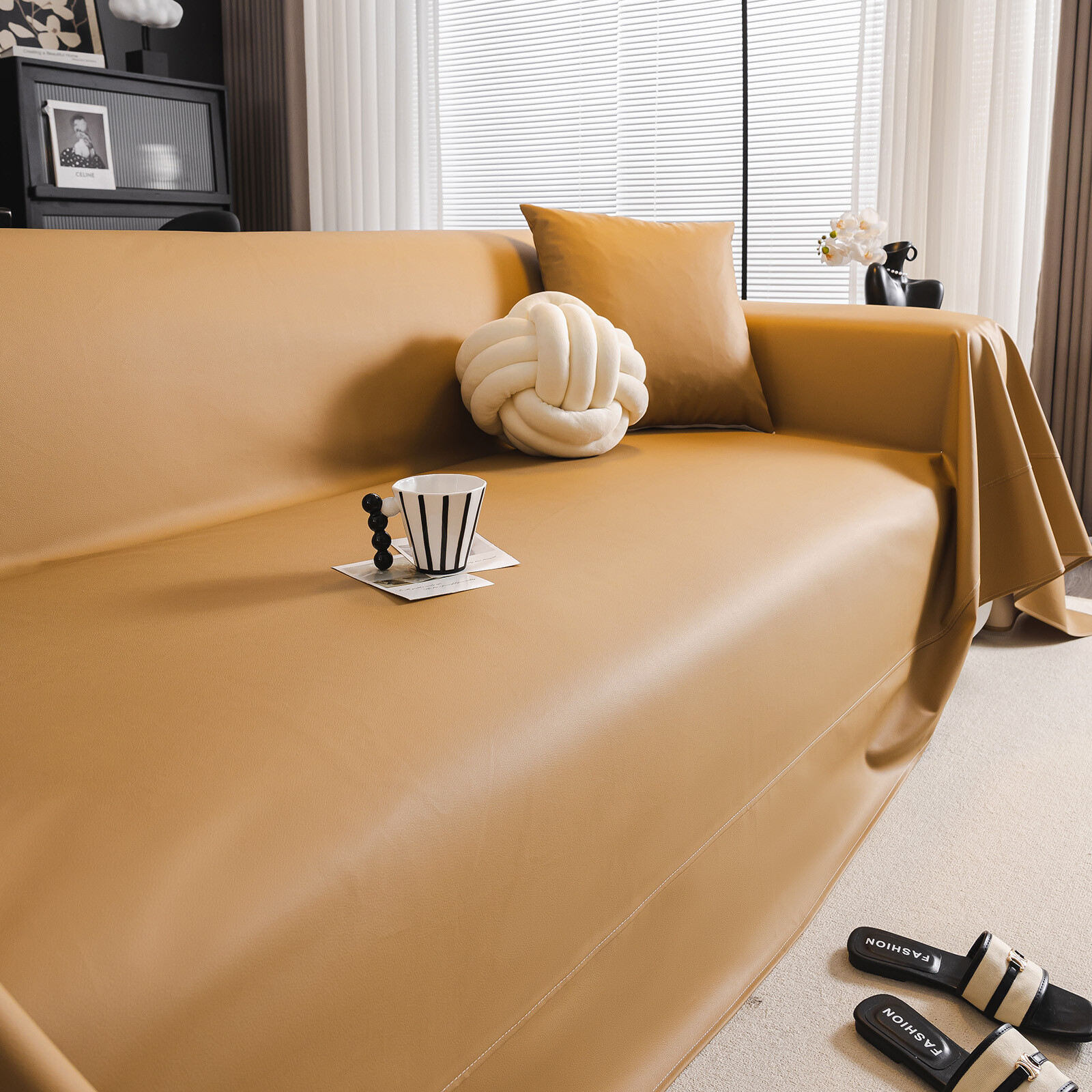 Waterproof Faux Leather Couch Cover Non-Slip Slipcover Sofa Protector for Pets gallery