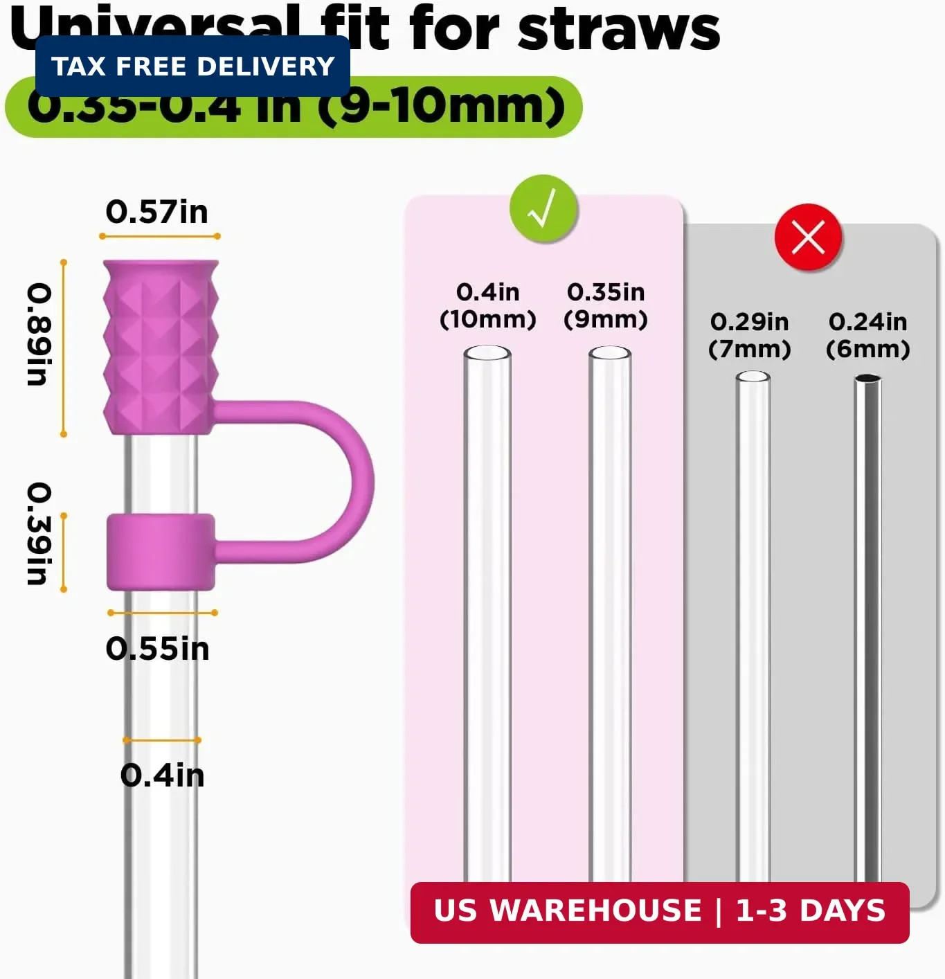 6 Pcs Straw Covers Caps, 0.4in/10mm Straw Toppers for Stanley Cup 30/40 oz, Mult gallery