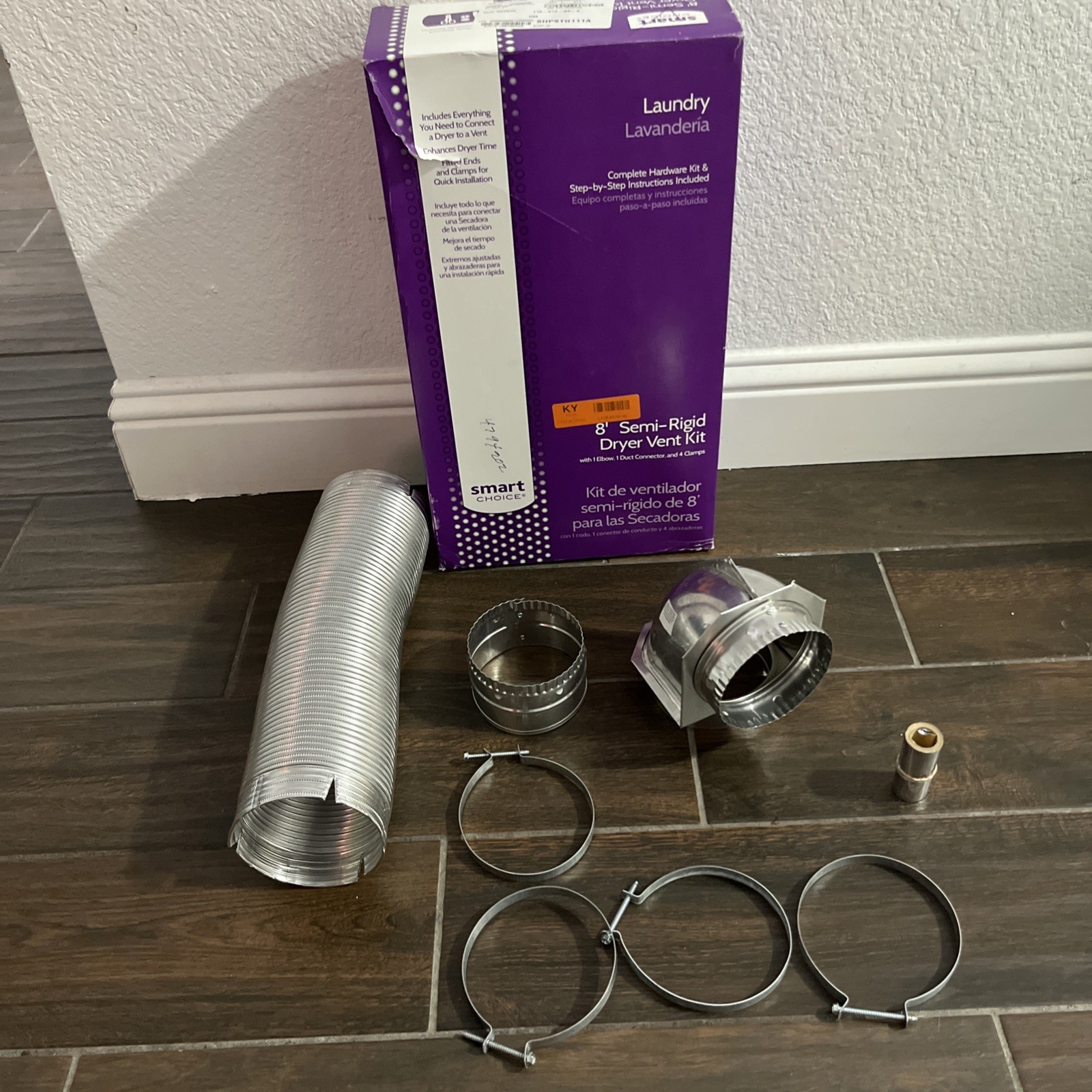 8' Semi-Rigid Dryer Duct Vent Kit - 1 Vent, 1 Elbow, 4 Clamps, UL Foil Tape NEW gallery