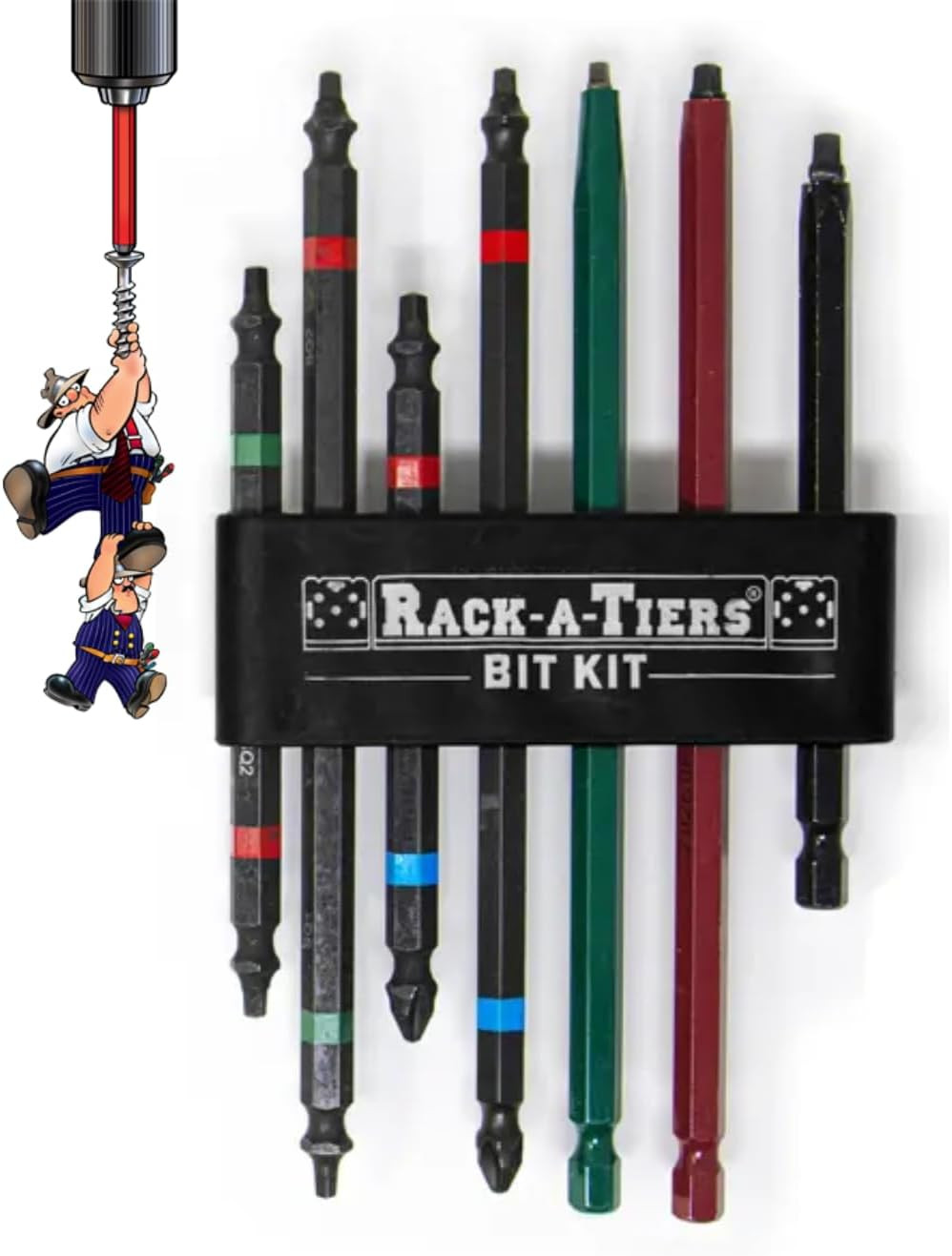 Rack-A-Tiers Rough-In Bit Kit - 7 Piece Electrician'S Robertson Driver Bit Set, gallery