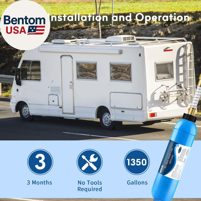 RV Inline Water Filter with Flexible Hose Protector, NSF 42/372 Certified, Reduc gallery