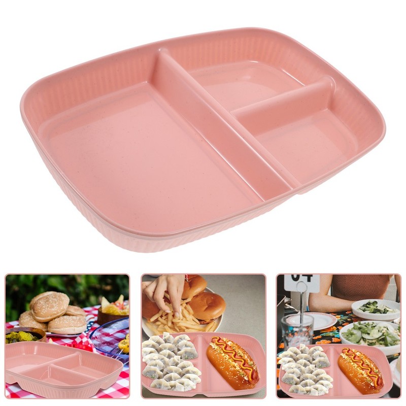 Divided Serving Tray Portion Control Plate Compartment Plates Reusable gallery