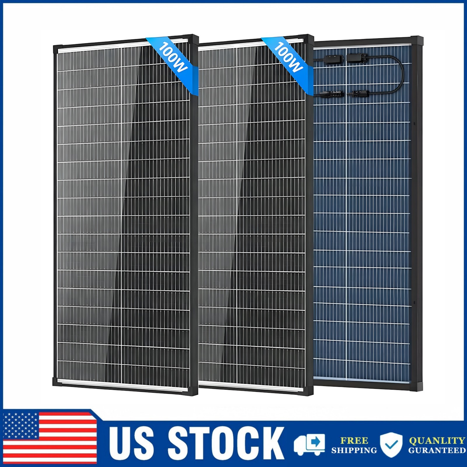 2Pack(200W) Bifacial Solar Panel 100Watt 18V N-Type Mono Home PV Power Off-Grid gallery