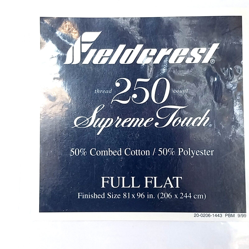 NEW! Fieldcrest Full Flat Sheet Supreme Touch 250 Count 81x96 White gallery