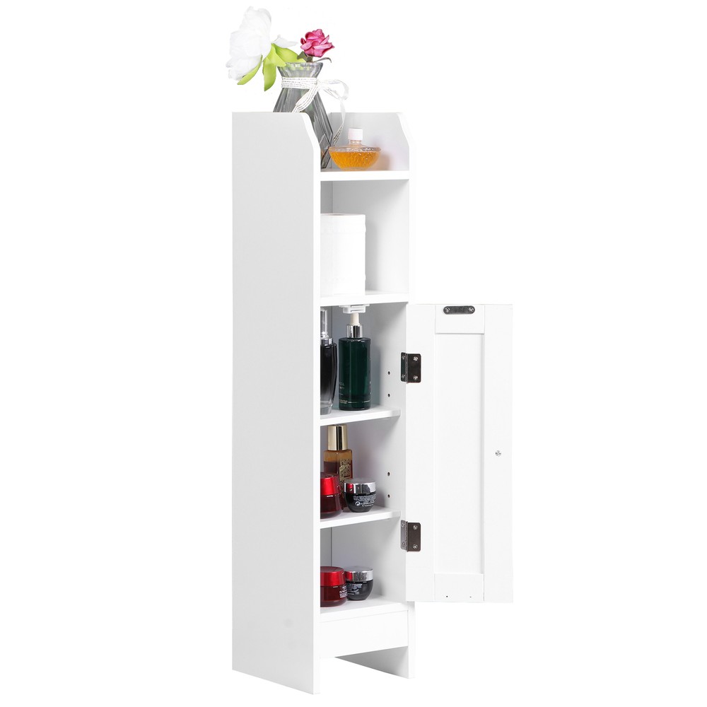 Slim Floor Storage Bathroom Cabinet with Doors Freestanding Narrow for Bathroom