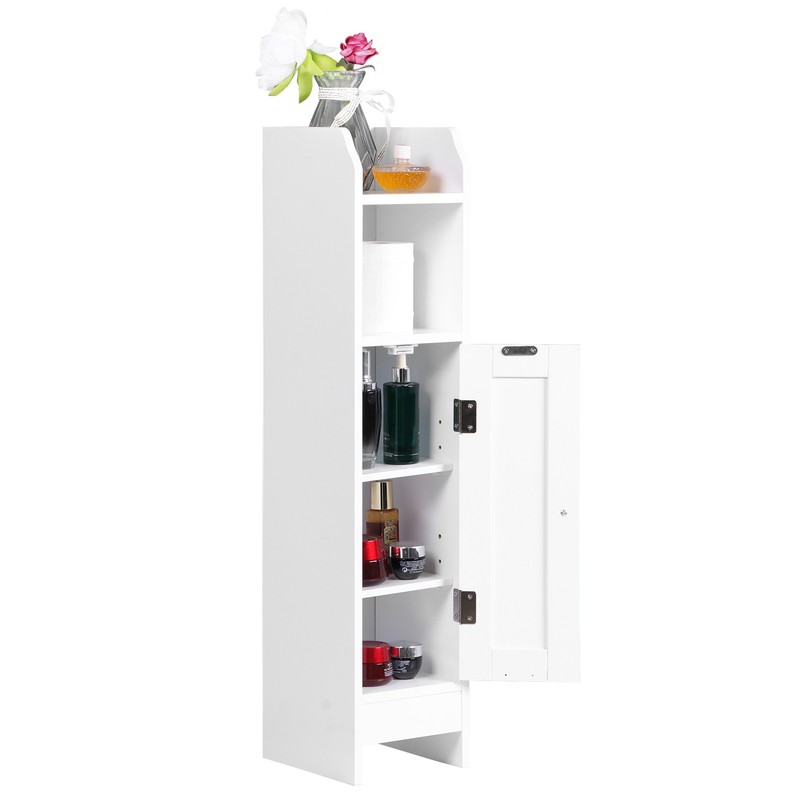 Small Bathroom Corner Cabinet Adjustable Shelves Toilet Paper Storage with Door gallery