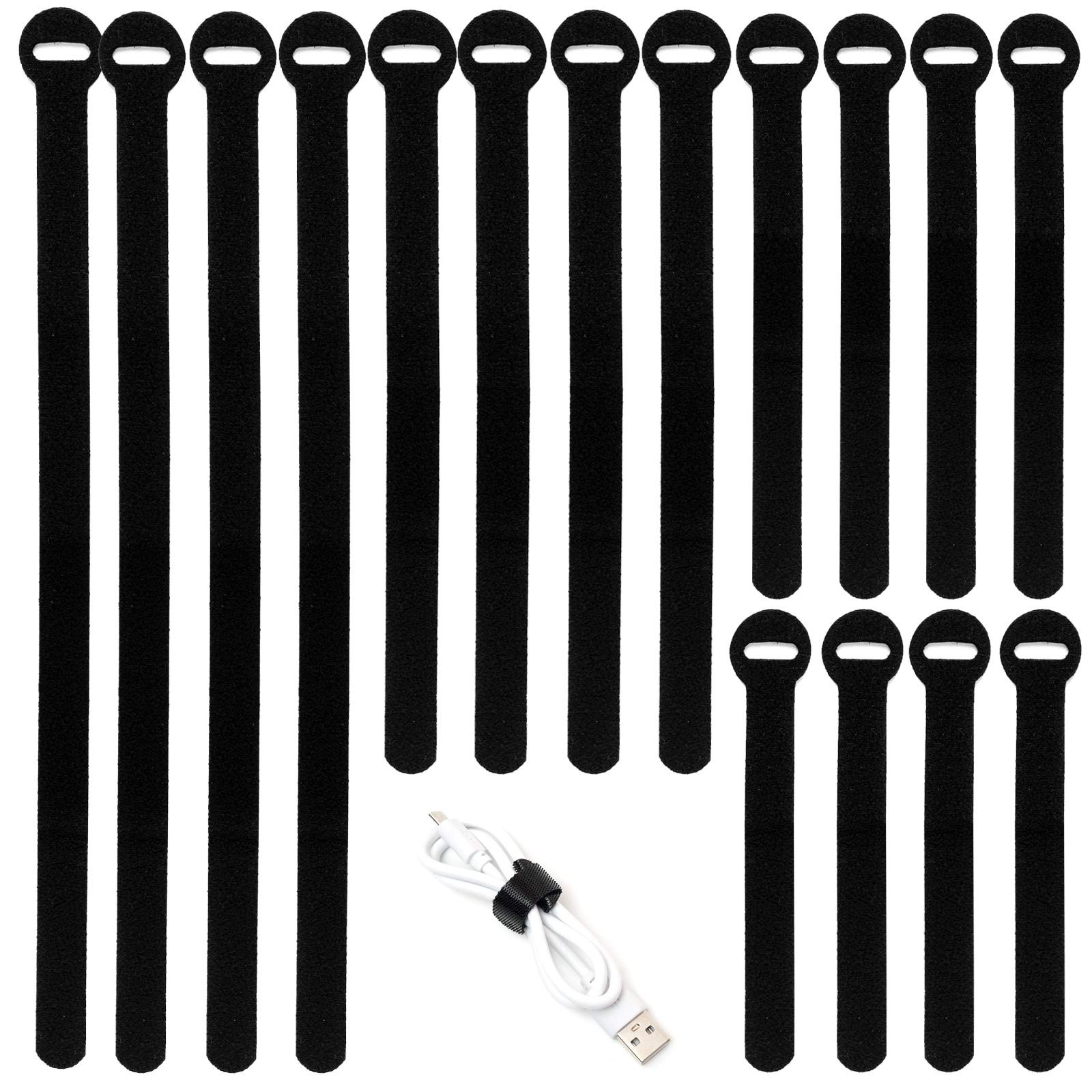 150PCS Reusable Cable Ties - 4+6+8+10inch 4"+6"+8"+10"(150 Pack), Black gallery