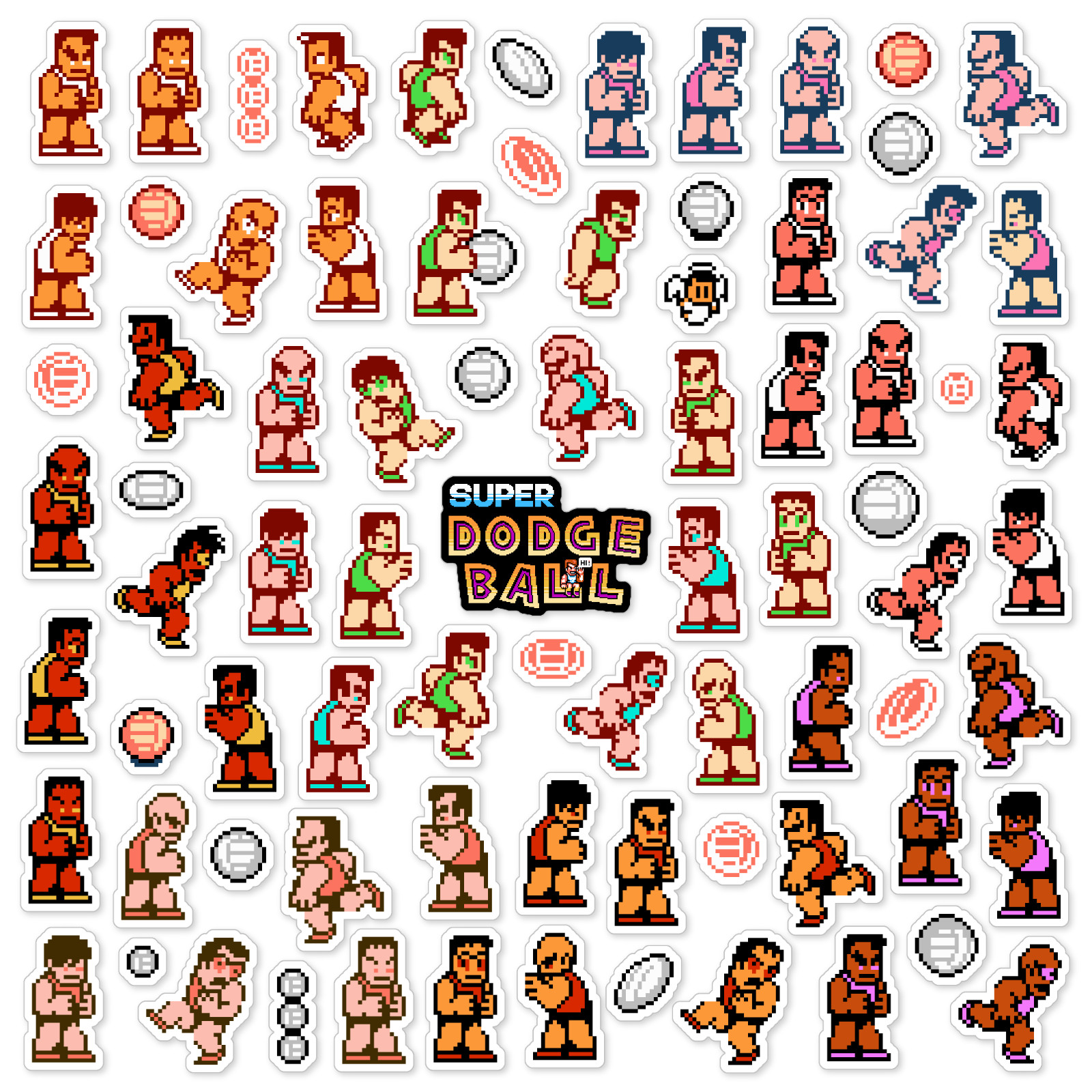 Super Dodge Ball Stickers Nintendo NES Pixel Art 80 Sticker Pack gallery