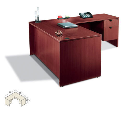Reversible L Shape Laminate Office Furniture Desk 4 Color Options Available gallery