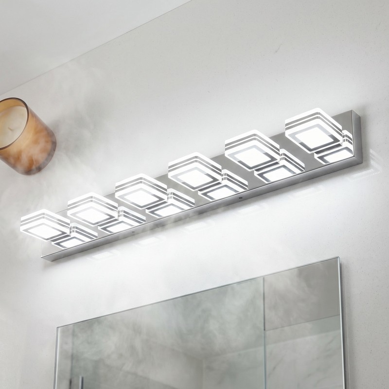 Chrome Dimmable LED Vanity Light 46 inch 7-Lights Wall Fixture Bathroom Mirror gallery