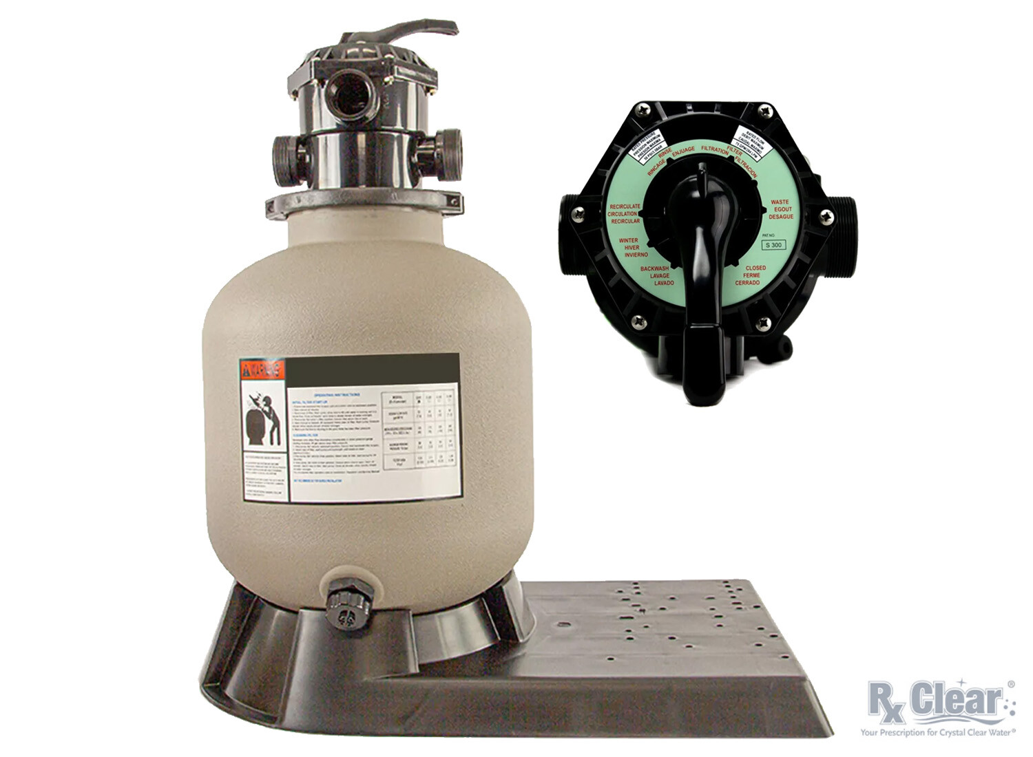 Rx Clear Above Ground Swimming Pool Sand Filter w/ Valve & Base (Tank Sizes) gallery